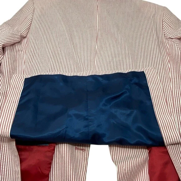 Linea Uomo Blazer Mens 44L Red White Seersucker Cotton Sport Coat Jacket Summer